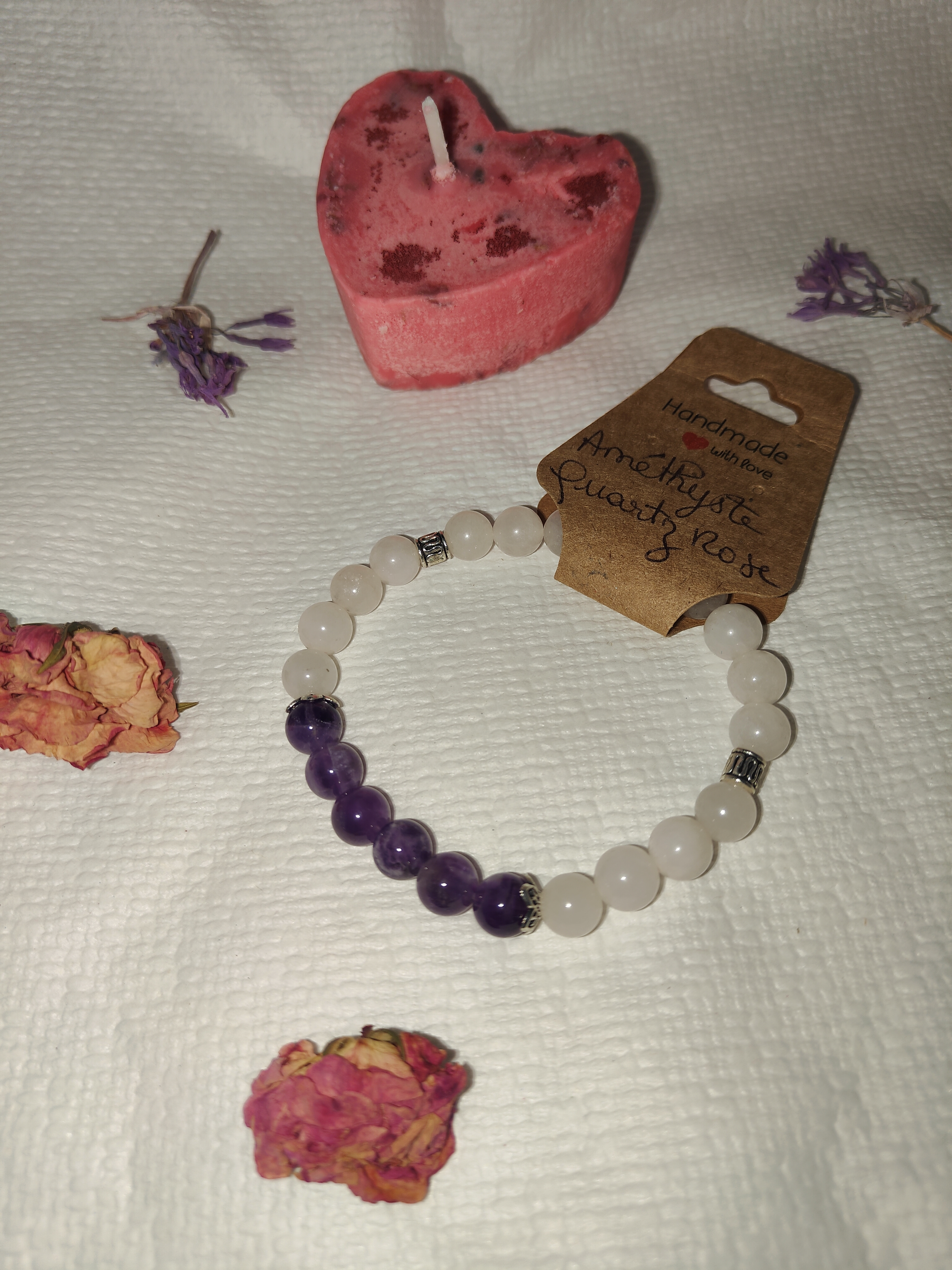 Bracelet quartz rose, améthyste