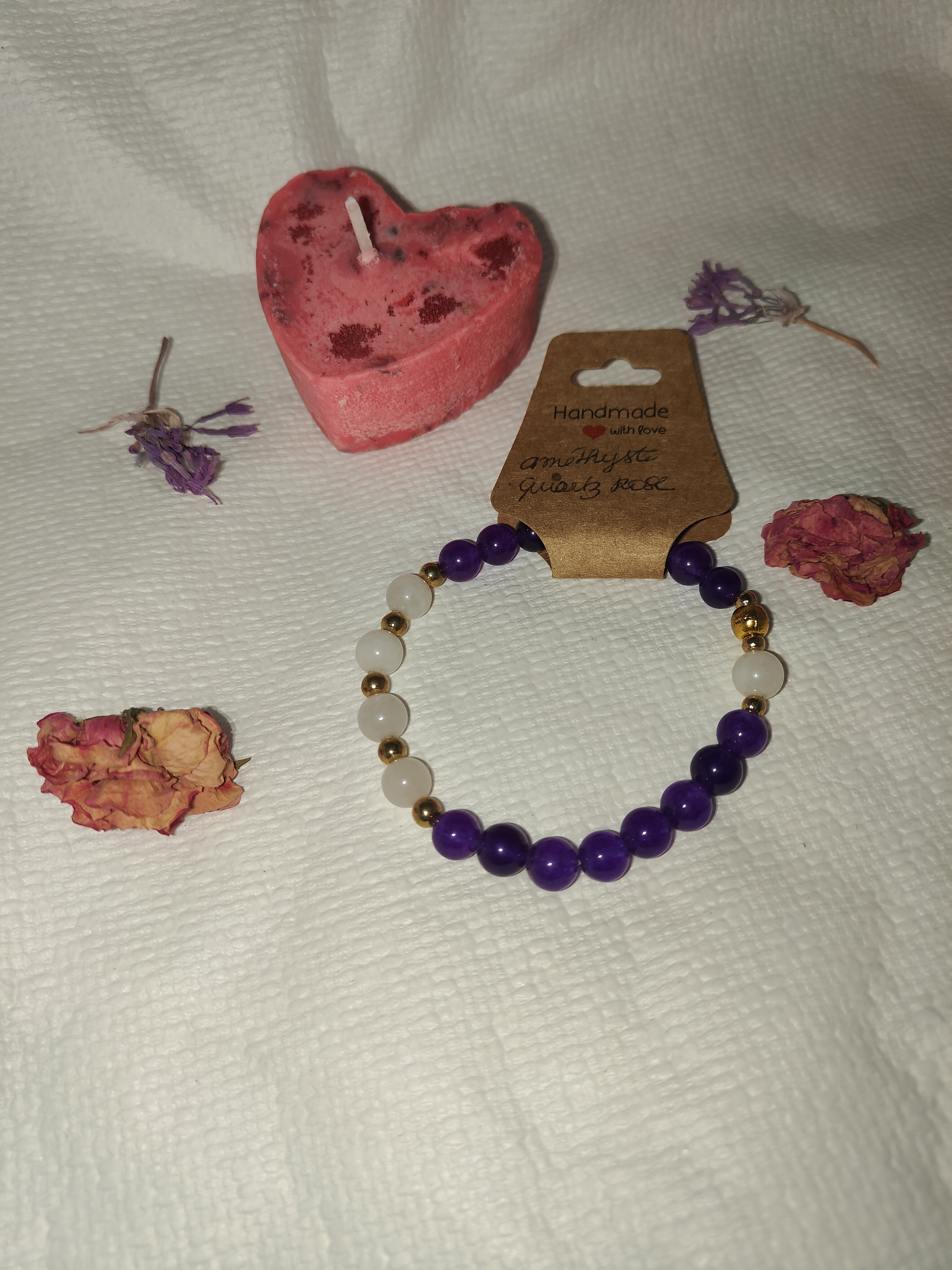 Bracelet quartz rose, améthyste