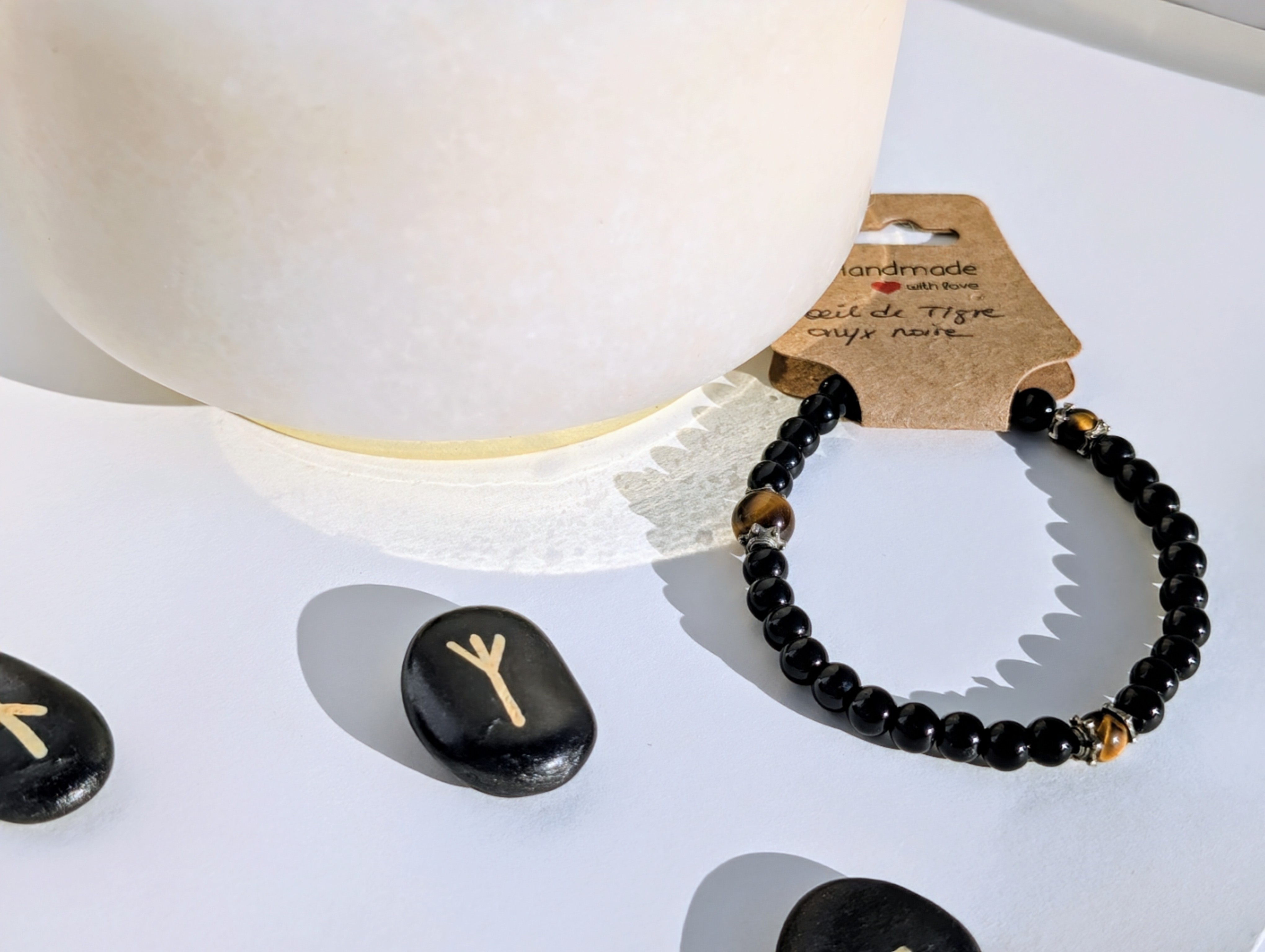 Bracelet onyx, oeil de tigre