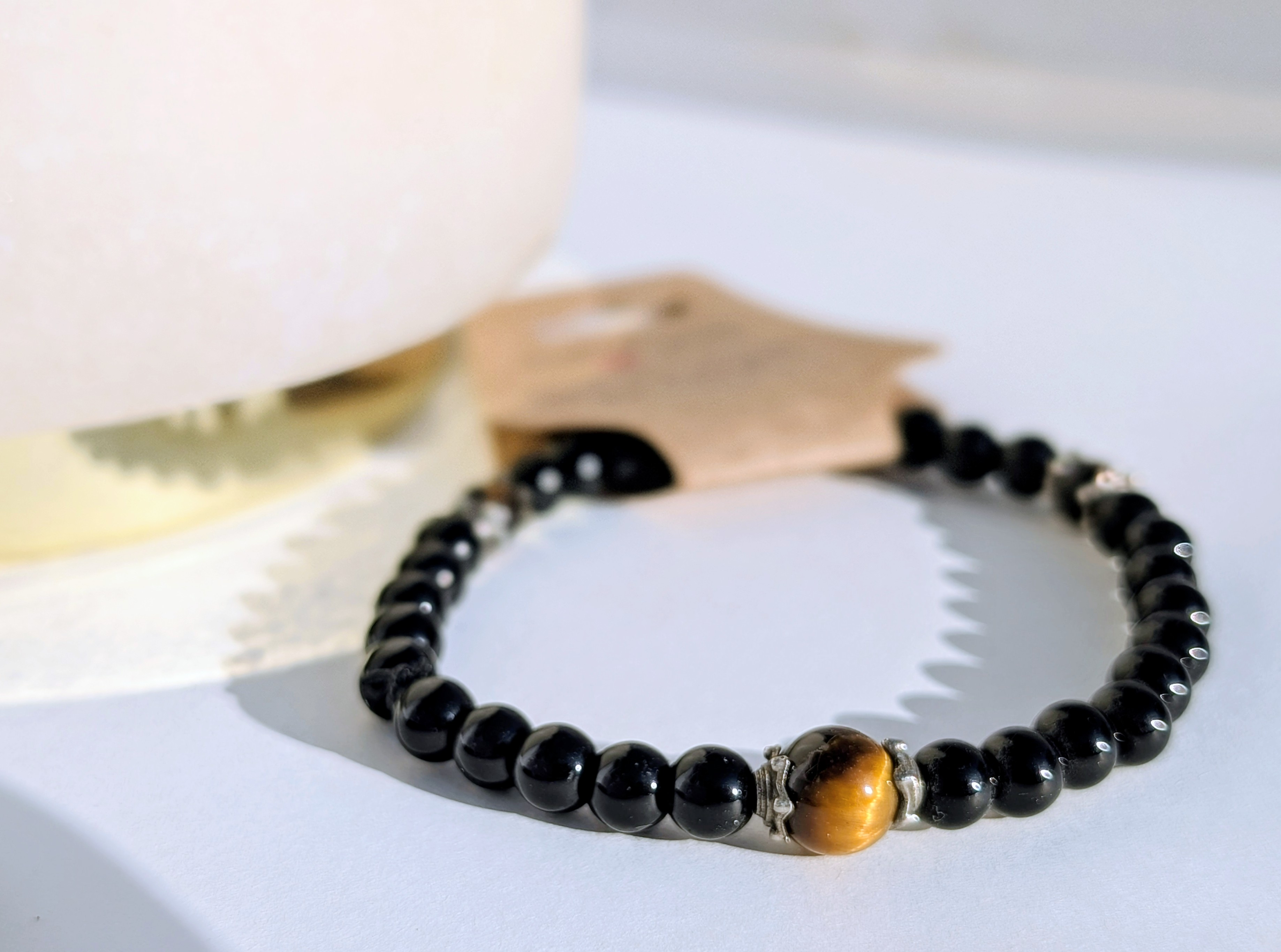 Bracelet onyx, oeil de tigre - vue secondaire